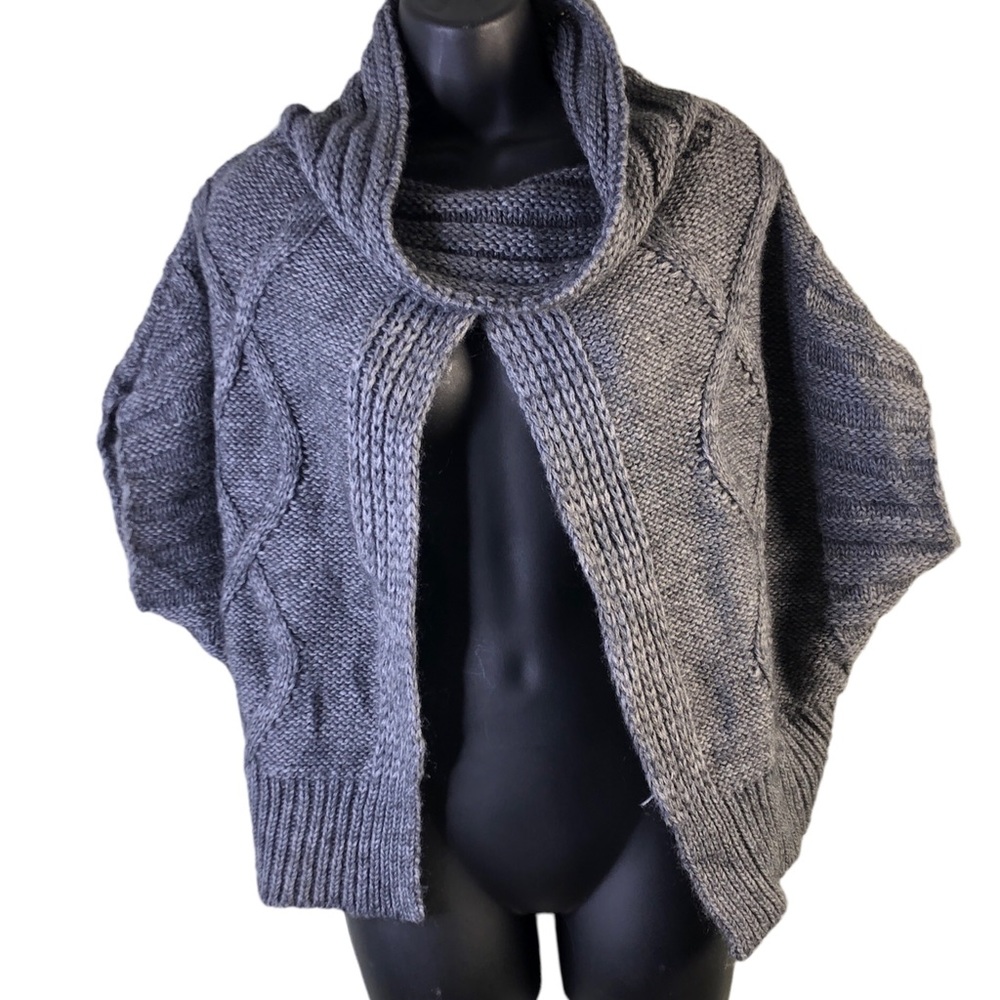 Tarnish Brand One Size Merino Wool Blend Cowl Neck Crop Sweater Cardigan Shrug